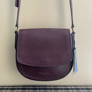 COLE HAAN Grand Series Flap Crossbody Women’s Purse Burgundy Wine Leather #454